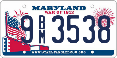 MD license plate 9BM3538