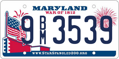 MD license plate 9BM3539