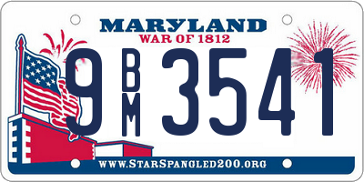 MD license plate 9BM3541