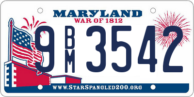 MD license plate 9BM3542