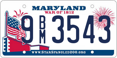 MD license plate 9BM3543