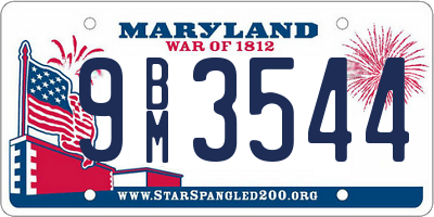 MD license plate 9BM3544