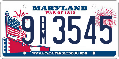 MD license plate 9BM3545