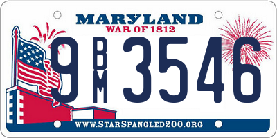 MD license plate 9BM3546