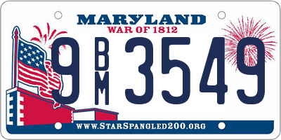 MD license plate 9BM3549