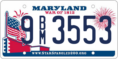 MD license plate 9BM3553