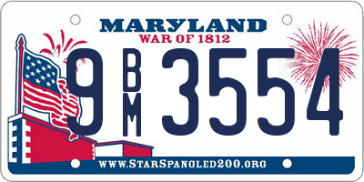 MD license plate 9BM3554