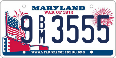 MD license plate 9BM3555