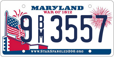 MD license plate 9BM3557