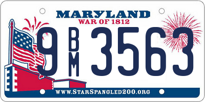 MD license plate 9BM3563