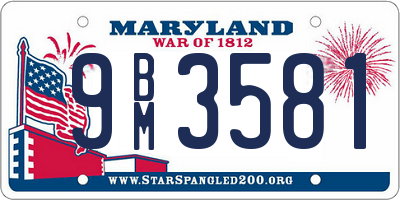 MD license plate 9BM3581