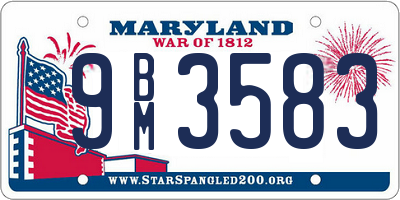 MD license plate 9BM3583