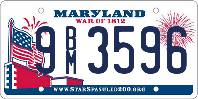 MD license plate 9BM3596