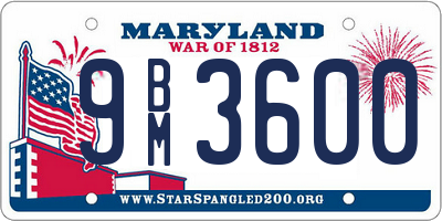 MD license plate 9BM3600