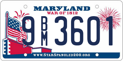 MD license plate 9BM3601