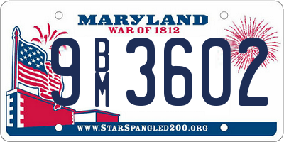 MD license plate 9BM3602