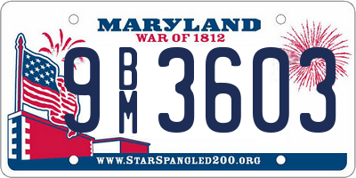 MD license plate 9BM3603