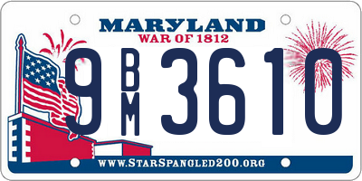 MD license plate 9BM3610