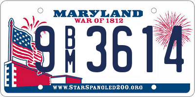 MD license plate 9BM3614