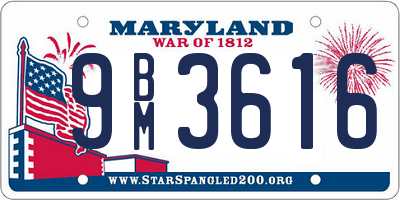 MD license plate 9BM3616