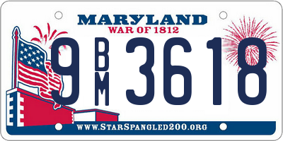 MD license plate 9BM3618