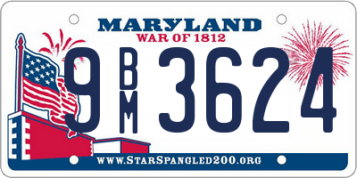 MD license plate 9BM3624