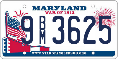 MD license plate 9BM3625