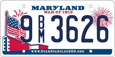 MD license plate 9BM3626