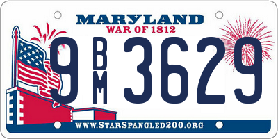 MD license plate 9BM3629