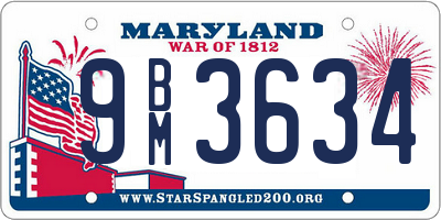 MD license plate 9BM3634