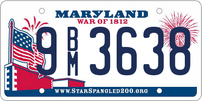 MD license plate 9BM3638