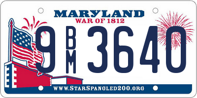 MD license plate 9BM3640