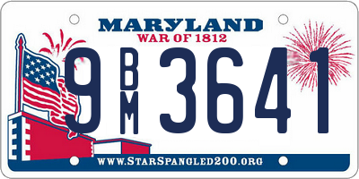 MD license plate 9BM3641