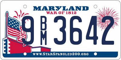 MD license plate 9BM3642