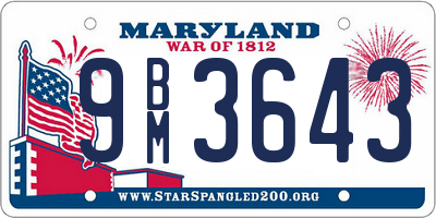 MD license plate 9BM3643