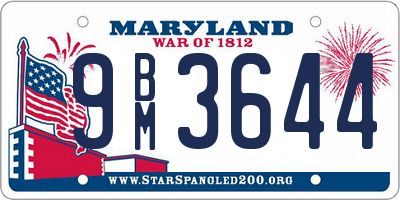 MD license plate 9BM3644