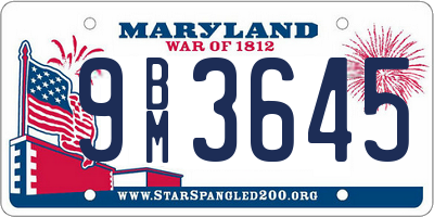 MD license plate 9BM3645