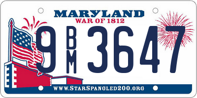 MD license plate 9BM3647