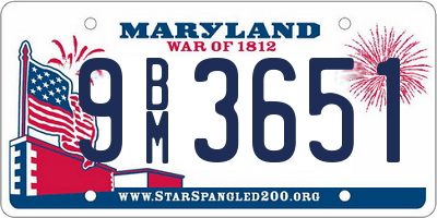 MD license plate 9BM3651