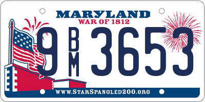 MD license plate 9BM3653