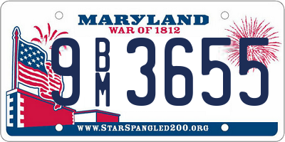 MD license plate 9BM3655