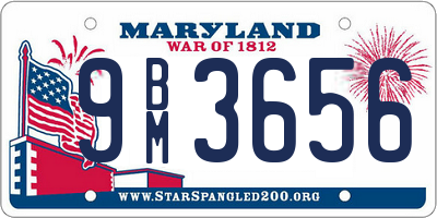 MD license plate 9BM3656