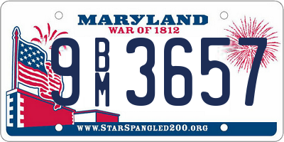 MD license plate 9BM3657