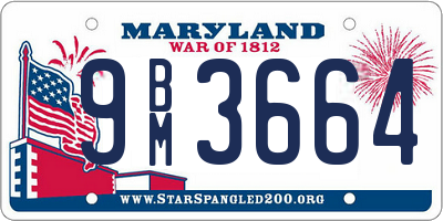 MD license plate 9BM3664