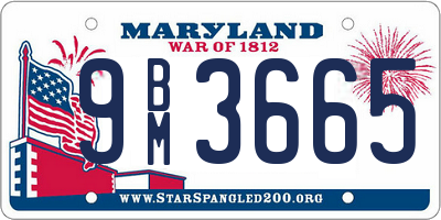 MD license plate 9BM3665