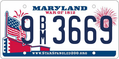 MD license plate 9BM3669