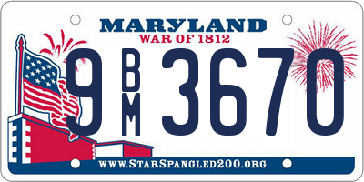 MD license plate 9BM3670