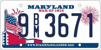 MD license plate 9BM3671