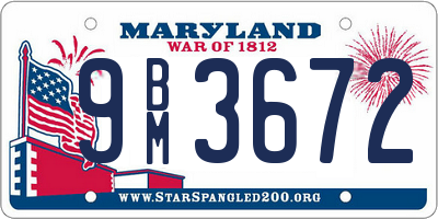 MD license plate 9BM3672