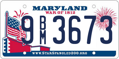 MD license plate 9BM3673